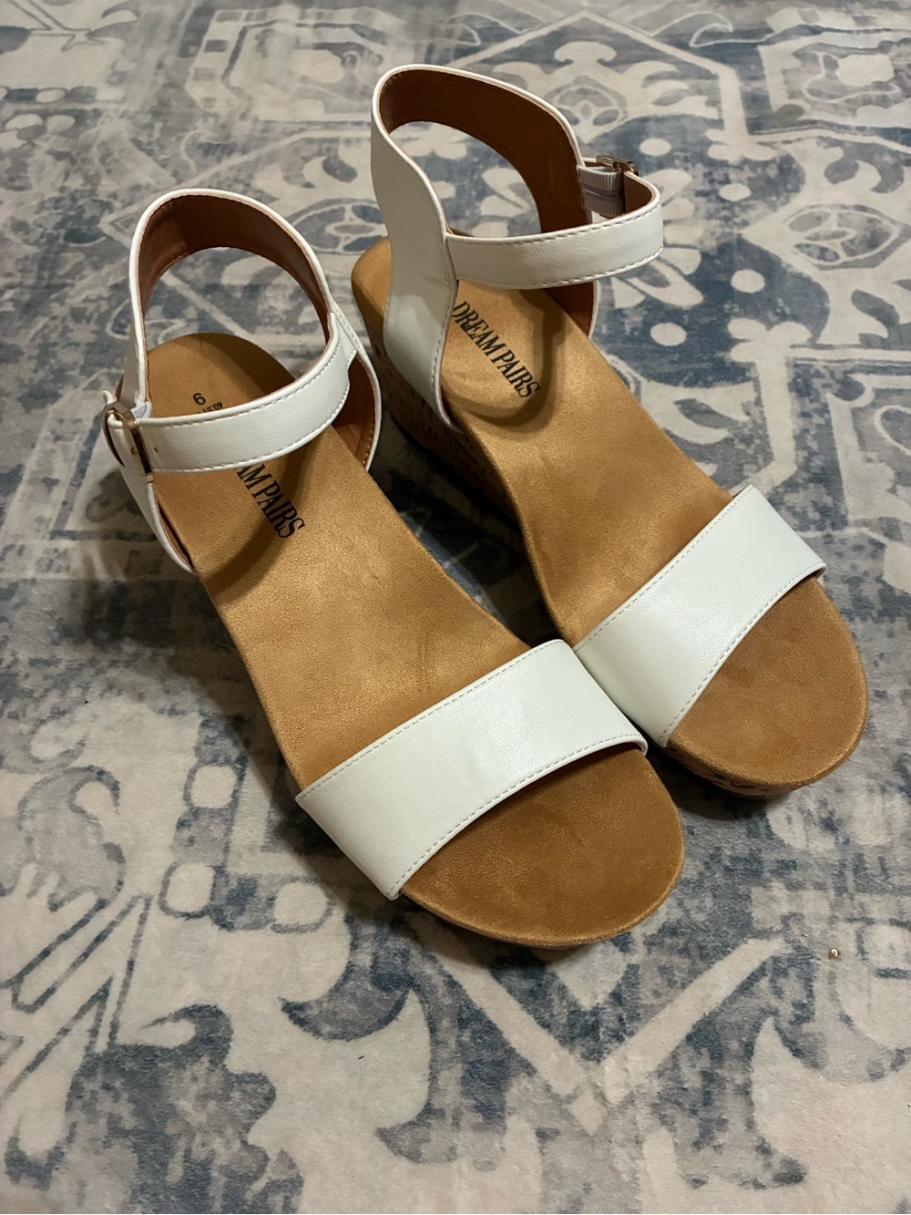 Dream Pairs White Ankle-Strap Wedge Sandals